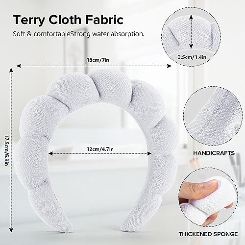 Ztomine Spa Headbands, Set of 2 - Terry Cloth Headband for Washing Face or Facial, Puffy Makeup Headbands for Face Washing, Mask, Skin Treatment - 1 White & 1 Black - color: Black+White