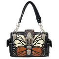 Zelris Buckle Abstract Butterfly Artwork Women Conceal Carry Shoulder Handbag - color: Beige