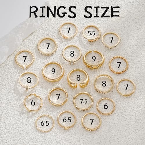 FAXHION 25 PCS Gold Stackable Rings Set for Women, Simple Twist Knuckle Finger Ring Trendy, Dainty Stacking Statement Thumb Rings Pack Jewelry Gift - color: Gold-Zircon