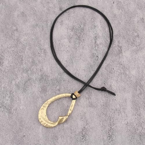 JAOYU Bohemian Necklaces for Women Leather Necklace Wood Pendant Choker Long Brown Necklace Chunky Circle Boho Hippie Jewelry - style: Boho Style Necklace