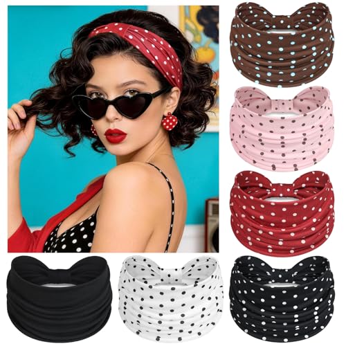 Awumbuk Wide Headbands for Women Knotted No Slip Head Bands Soft Turban Headband Hair Accessories Boho African Solid Color Head Wraps for Women Yoga Workout (Dark red) - color: Dark red