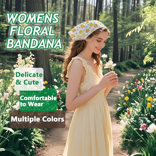 Large Cotton Bandanas for Women, 27 x 27 inch Hair Neck Scarf, Headband Square Scarf - color: H-yellow Green White