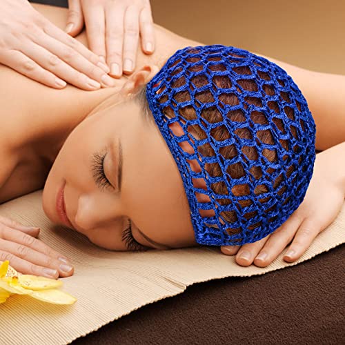 Geyoga 4 Pieces Mesh Crochet Hair Net Rayon Knit Snood Hat Thick Short Women Hairnet Snoods Cover Ornament for Sleeping (Black, Blue) - color: Black, Blue