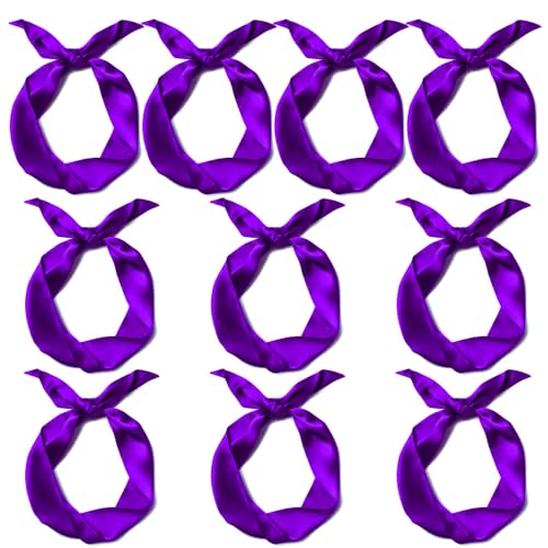 10 Pcs Long Thin Small Skinny Scarf Satin Neck Tie Ribbon Choker for Women Girls - color: Dark Purple