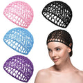 Geyoga 4 Pieces Mesh Crochet Hair Net Rayon Knit Snood Hat Thick Short Women Hairnet Snoods Cover Ornament for Sleeping (Black,Purple,Blue,Pink) - color: Black,purple,blue,pink