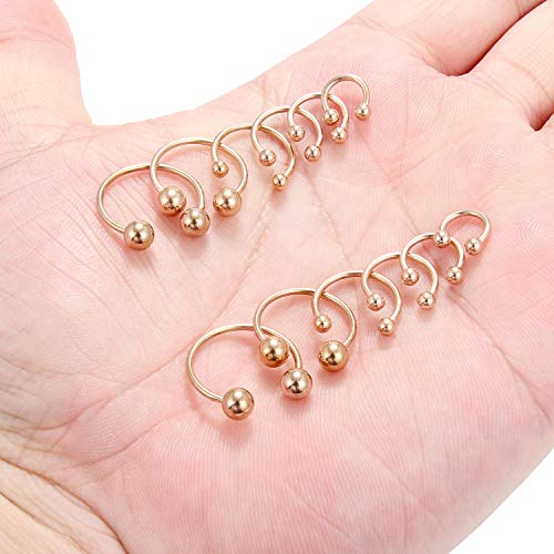 Ruifan 16G Surgical Steel CBR Nose Septum Horseshoe Earring Eyebrow Tongue Lip Nipple Helix Tragus Piercing Ring 6-16mm - color: 6PRS - Rose Gold