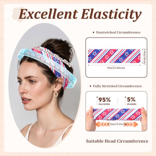 AWAYTR 6Pcs Wide Headbands for Women Non Slip Soft Elastic Hair Bands for Women's Hair for Workout Sports - color: Flag Print