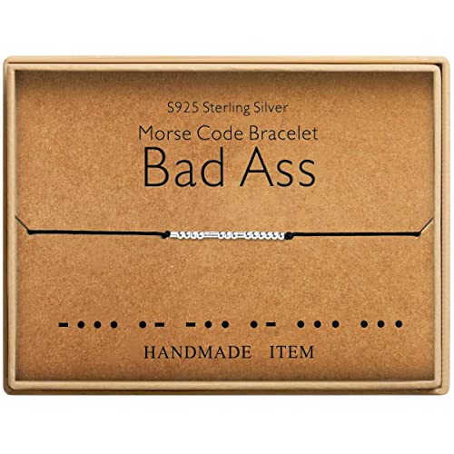KGBNCIE Inspirational Gifts for Women, Morse Code Funny Gifts Bracelets for Women, S925 Sterling Silver Morse Code Bracelets Friend Gifts - style: 4-Bad a*s
