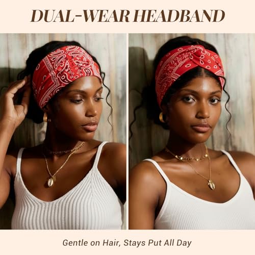 Awumbuk Wide Headbands for Women, 7.08 Inch Thick Boho Turban Style Hair Wraps, Non-Slip Moisture-Wicking Workout Headband for Sports, Yoga, Daily Fashion, 8 Pack Multi Colors (blue) - color: blue