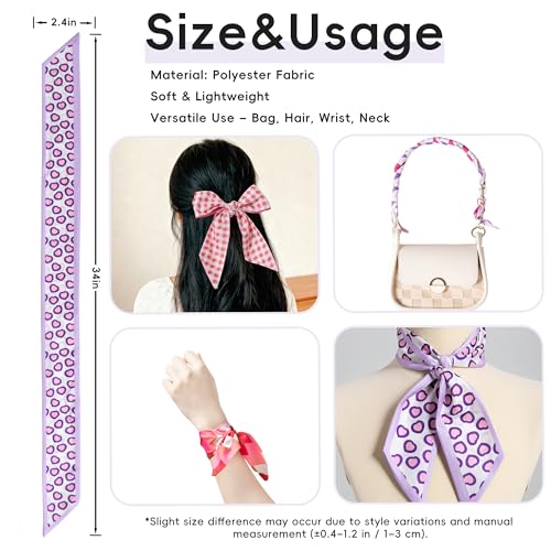 ZXZH 6 Pack Fashion Scarves for Women, Versatile Boho Head Scarf, Satin Scarf for Hair, Neck, Wrist, and Purse Accessories - color: Mixed Fruit Pattern