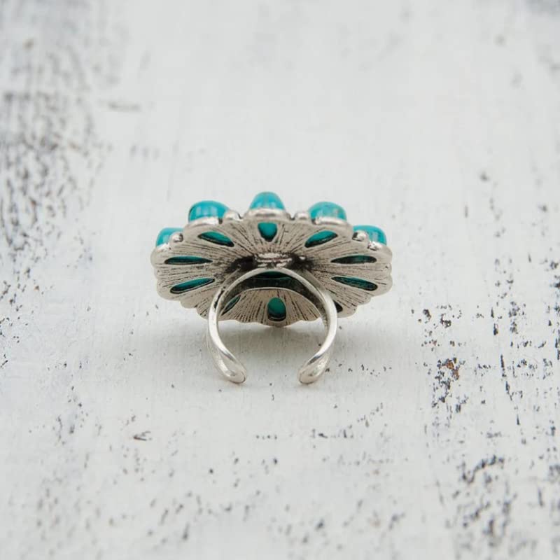 Turquoise Western Rings for Women Adjustable Country Rings Vintage Turquoise Open Ring Western Country Jewelry Gifts - style: Style6