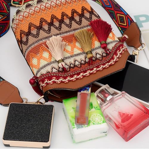 Handmade Native American Handbags, Woven Tassel Bucket Bag, Vintage Bag for Women Travel - color: 1pc-b
