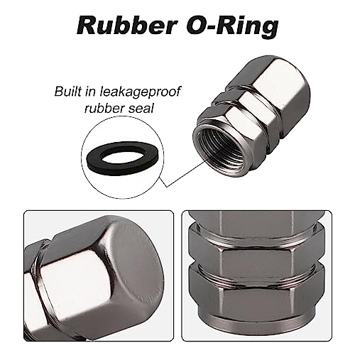 alpmosn Aluminum Tire Stem Valve Caps Wheel Valve Covers Car Dustproof Tire Cap Cover Accessories, Universal for SUV, Car, Bike and Motorcycle, Hexagon Shape (4PCS Grey) - color: Grey