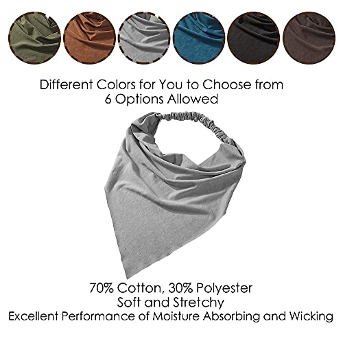 Vercret 6 Pack Hair Scarf Headband for Women Elastic Bandana Head Scarf Large Boho Triangle Kerchief with Clips Non Slip Scarves - color: A Pack Solid