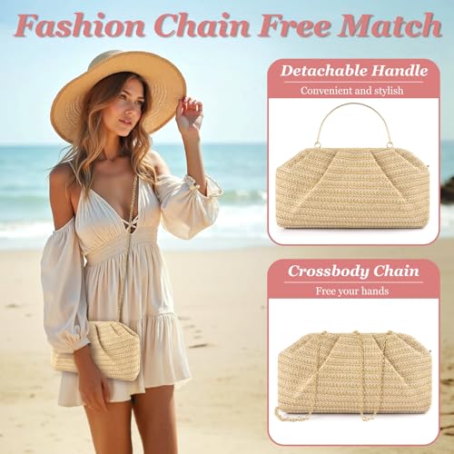 ERKOON Clutch Purse for Women Elegant Pleated Evening Bag Crossbody Shoulder Handbag Envelope Bag with 2 Detachable Chain - color: Color Blocking