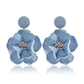 coadipress Boho Denim Camellia Flower Dangle Earrings for Women Exaggerated Big Layered Tiered Blossom Floral Drop Long Earring Chic Statement Earrings Wedding Bridal Jewelry Gifts - style: Flower Core Light Blue