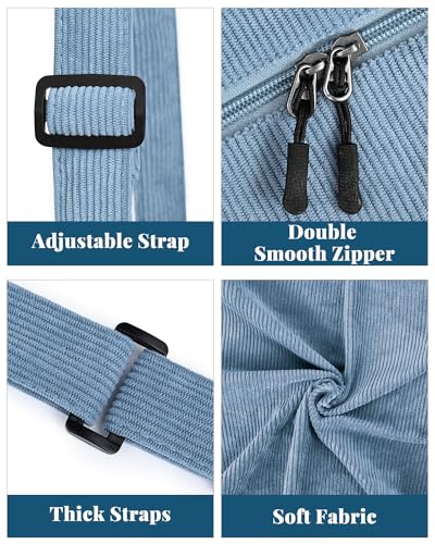 Crossbody Crescent Bag for Women Men Trendy, Crescent Sling Bag with Adjustable Strap, 2 Zippers Lightweight - color: Corduroy-blue