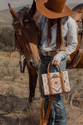 Wrangler Tote Bag for Women Western Purse and Aztec Satchel Handbag - color: Aztec Tan