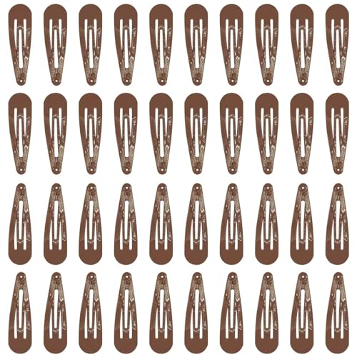 40pcs 2 inch Brown Hair Clitidy stray hairsps Hair Barrettes Metal Snap Hair Clips Accessories For Women(Brown) - color: Brown