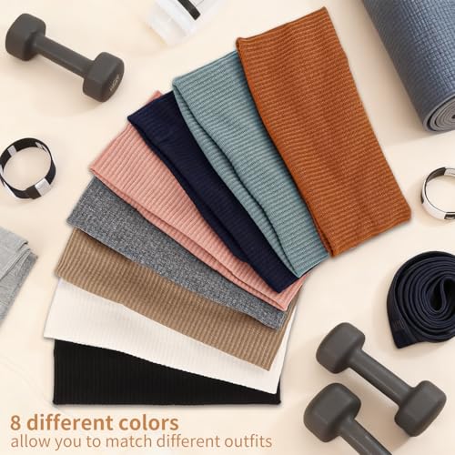 8 Packs Knitted Thick Headbands for Women Fashion Wide Hairbands Non Slip Boho Head Bands Workout Outdoor Yoga Sports Hair band Hair Accessories - color: muti-color-1
