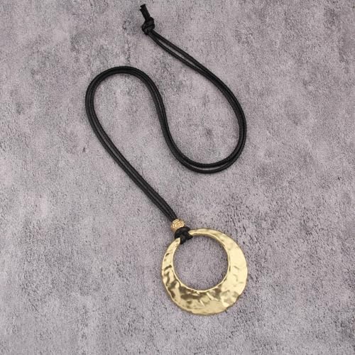 JAOYU Bohemian Necklaces for Women Leather Necklace Wood Pendant Choker Long Brown Necklace Chunky Circle Boho Hippie Jewelry - style: Boho Pendant Necklace