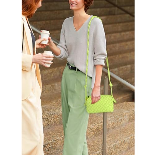 ZEDIUH Woven Bag for Women Crossbody Shoulderbag, Small Vegan Leather Purse - color: Light Green