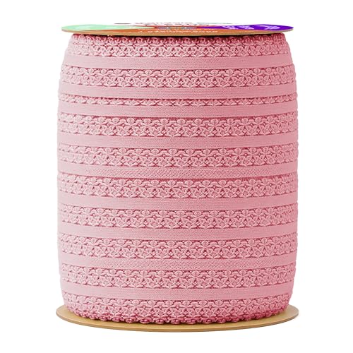 Mandala Crafts Mauve Stretch Lace Soft Elastic Trim Roll - 55 Yards 1 Inch Wide Stretchy Frilly Picot Ribbon for Sewing Lingerie, Headbands, Underwear, and Crafts - color: Mauve