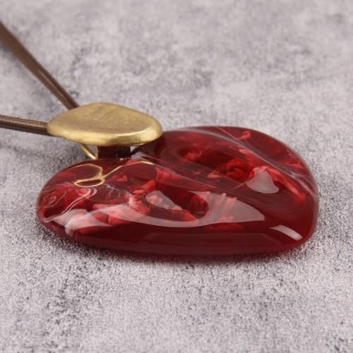 GelConnie Long Necklaces for Women Boho Large Pendant Necklace Casual Bohemian Brown Leather Choker Sweater Circle Statement Stone Necklace - style: Red Heart Gold Necklace