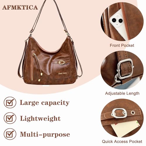 Y2K Trendy Purse for Women, Leather Buckle Punk Hobo Clutch Purses Bags for Ladies Top Handle Shoulder Bag - color: Bigbrown