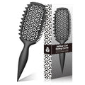 Curl Defining Brush for Thick Coily Hair, Firm-Bristle TPEE Detangling Brush for Coarse 4A–4C Curls, Dual-Sided Wide & Narrow Tooth Brush for Wet & Dry Curl Shaping– Women & Men (2054-Matte Black) - color: 2054-Matte Black