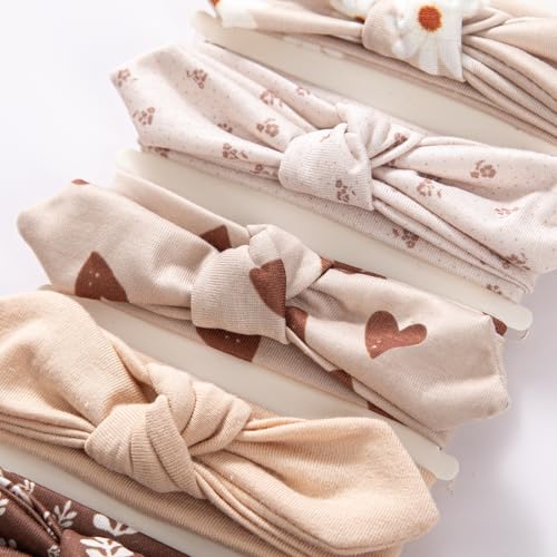 Baby Headbands Soft Stretchy Baby Girl Bows Newborn Infant Toddler Headwrap Hair Accessories - color: Coffee
