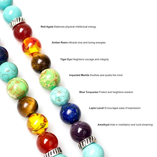 108 Mala Beads Necklace 7 Chakra Buddhist Prayer Beaded Bracelet Tree of Life Pendant Stone Yoga Necklace - color: Turquoise-Tree