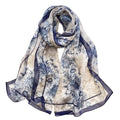 MINIDORA Lightweight Scarves for Women Elegant Floral Pattern Scarf Shawls Sunscreen Head Shawls - color: Style 14-navy Blue