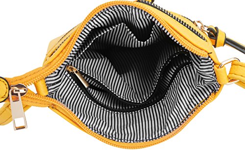DELUXITY Crossbody Purse Bag Shoulder Bag Multi Pocket Zipper Purse - color: Yellow