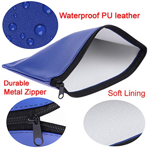 12 Pieces Bank Bag Money Pouch Security Bank Deposit Bag with Zipper for Cash Money, Check Wallet, Cosmetics, Tools 11x6 inch (Black +Blue) (Blue) - color: Blue