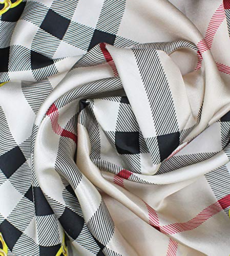 ANDANTINO 100% Mulberry Silk Scarf -21” Square Neckerchief with Gift Packed - color: Classic Plaid