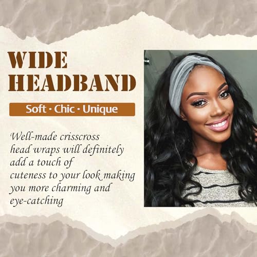 Wide Headbands for Women Boho Head Bands Knotted Criss Cross Turban Headband Cute Hair Wraps Elastic Bandana Hairbands Workout Wrap Hair Band Fashion Head Scarf Accessories Soft 4 Pack - color: Style 114