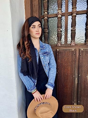 Humble Hilo Womens Woven Bohemian Style Gauze Scarf,Shawl, Head Wrap Fringed Edge Lightweight, Long Folds Small - color: Navy Blue