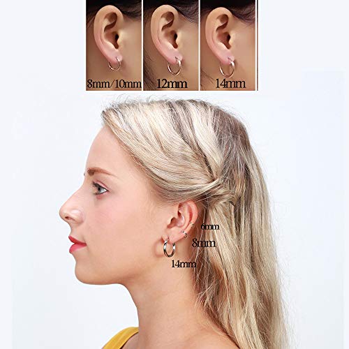 316L Surgical Stainless Steel Huggie Hoop Earrings 6mm 8mm 10mm 11mm 12mm 14mm Hypoallergenic Earrings Hoop Cartilage Helix Lobes Hinged Sleeper Earrings For Men Women - style: A01:6mm Gold(THK 2.0mm)