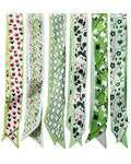 ZXZH 6 Pack Fashion Scarves for Women, Versatile Boho Head Scarf, Satin Scarf for Hair, Neck, Wrist, and Purse Accessories - color: Fresh Green Botanical