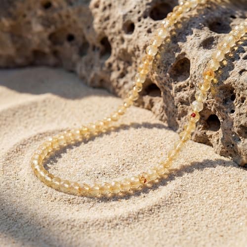Bemoly Faceted Anklet for Women Gemstone Beads Anklet with Sparkling CZ Tail Charm - 22cm + 5cm Adjustable 14K Gold Plated Foot Chain - October Birthstone Jewelry Gift for Her, Summer Beach Vacation - color: Anklet-Citrine