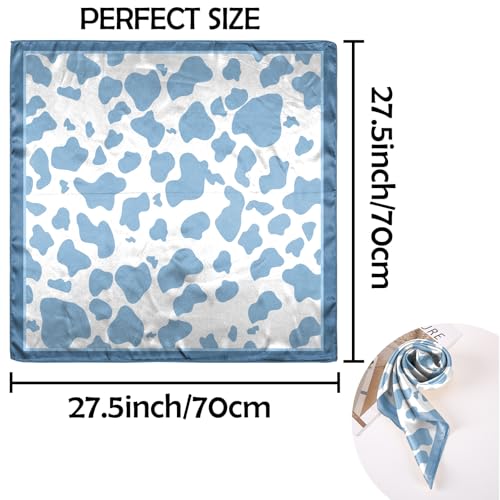Scarf Silk Feeling Square Satin Head Hair Scarf Wrap 27.5 Inches Headwear Aesthetic Cute Decoration Women Girls - color: V-6-blue