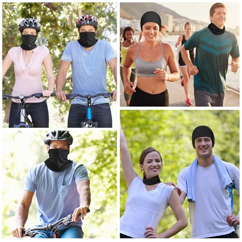 Geyoga 6 Pieces Summer UV Protection Cooling Neck Gaiter Face Clothing Neck Gaiter Mask Scarf Sunscreen Breathable Bandana - color: Black
