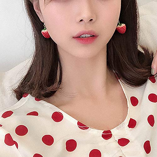 Cute Strawberry Earrings for Women-3D Acrylic Strawberry Drop Dangle Earring Costume Accessories Halloween Christmas Party Jewelry - style: C:Ear clip