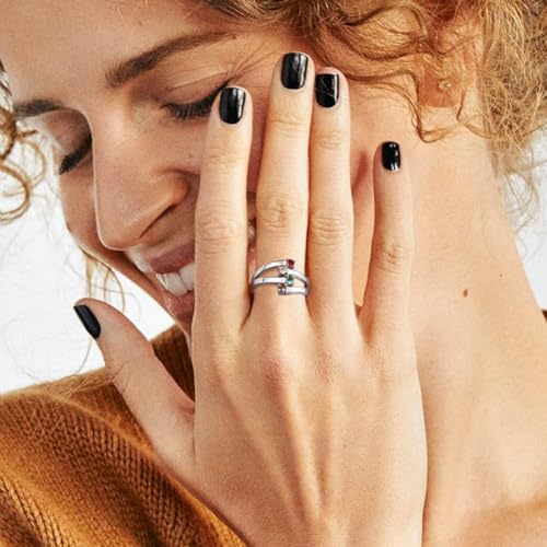 Custom4U Personalized 1-4 Birthstone Rings for Women Promise Rings for Her Sterling Silver Mothers Ring Customized Cubic Zirconia Stones Wedding/Valentine's Day/Mother's Day Jewelry Gift for Mom Wife - color: B-4 Names-Silver