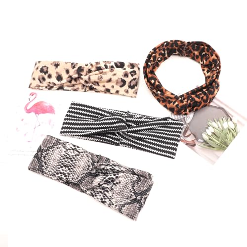 DRESHOW 6 Pack Boho Non-Slip Headbands for Women Girls Yoga Workout Running Knotted Turban Floral Printed Elastic Head Wrap - color: 6 Pack: Cross Printed a