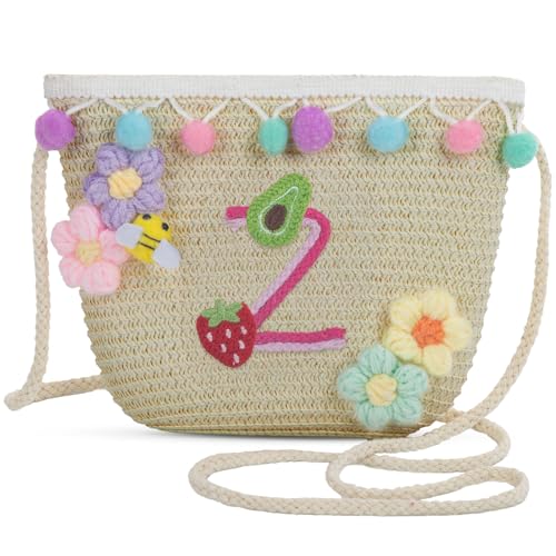 Letter Small Woven Straw Summer Beach Tote Bag for Women 2025,Woven Straw Beach Purse Shoulder Crossbody Bag for Women 2025 - color: Brown Z