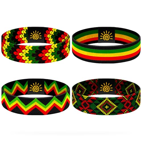 4 Pcs Surfer Beach Bracelets for Men Women Inspirational Elastic Comfy Summer Reversible Wristband Gifts Friendship Bracelets - color: African Black-Bracelets, size: (6.8") Small