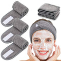 Whaline Spa Facial Headband Head Wrap Terry Cloth Headband 4 Counts Stretch Towel for Bath, Makeup and Sport (Gray) - color: Gray