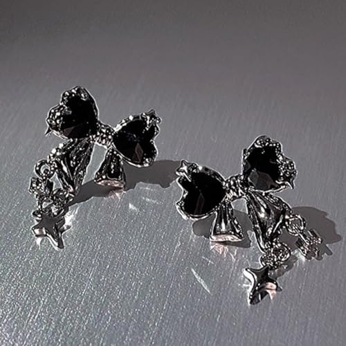 Rhinestone Bow Earrings for Women, Elegant Bridal Jewelry Statement Drop Dangle Earrings, Wedding Guest Dress Matching Accessories, Bridesmaid Gift, Sparkling Party Costume Outfit - color: C3:Black Bow Earrings